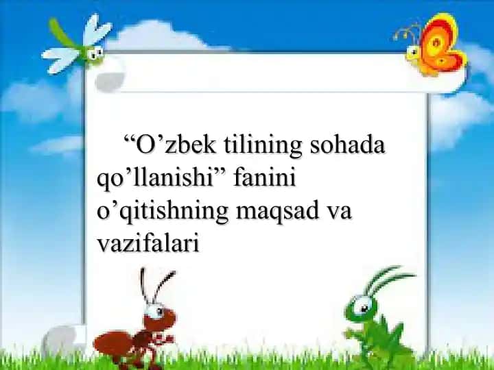O‘zbek tilining sohada qo’llanishi
