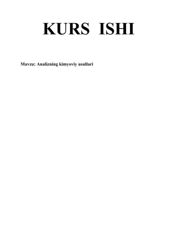 Analizning kimyoviy usullari