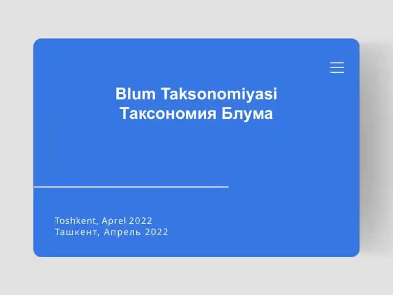 Blum Taksonomiyasi