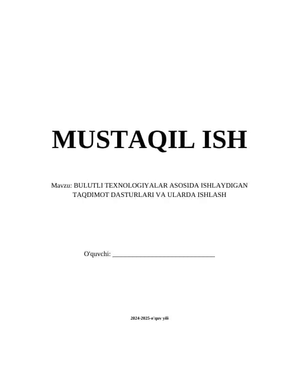 Bulutli texnologiyalar asosida ishlaydigan taqdimot dasturlari