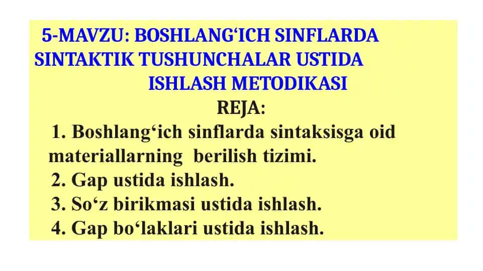 Boshlang‘ich sinflarda sintaksis