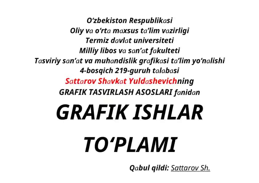 GRAFIK ISHLAR TO‘PLAMI