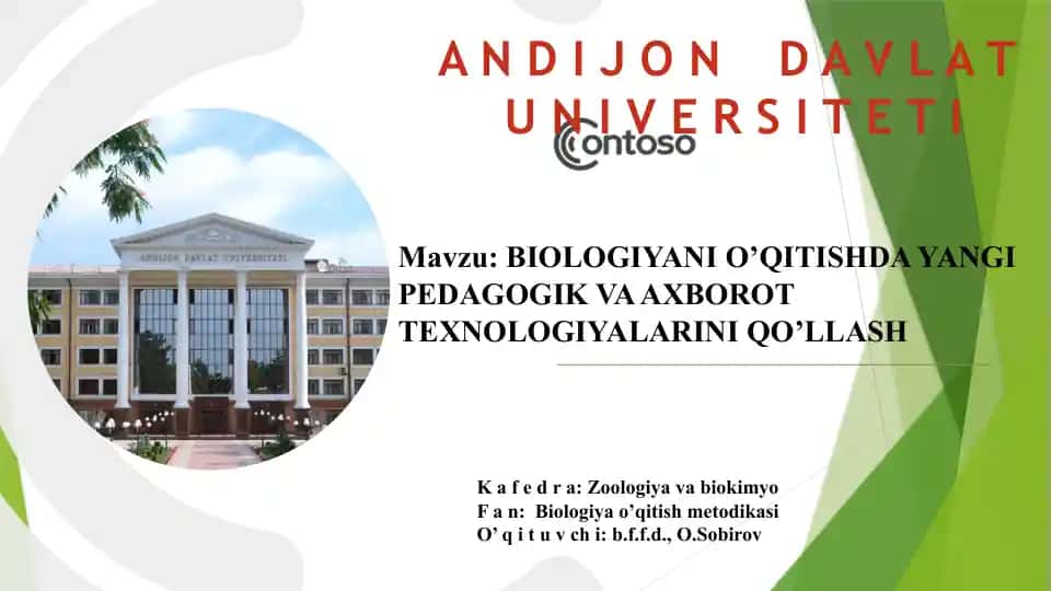 Biologiyani o’qitishda yangi pedagogik va axborot texnologiyalarini qo’llash