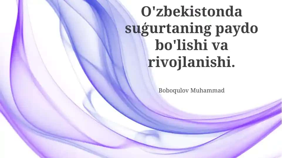 O'zbekistonda suģurtaning paydo bo'lishi va rivojlanishi