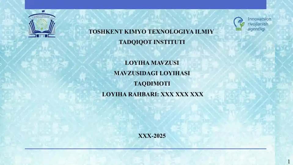loyiha mavzusi MAVZUSIDAGI LOYIHASI TAQDIMOTI