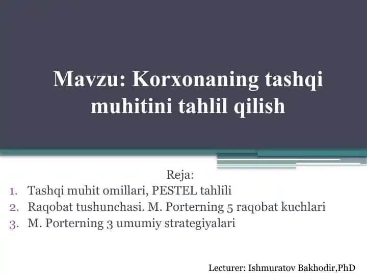 Tashqimuhitni tahlil qilish