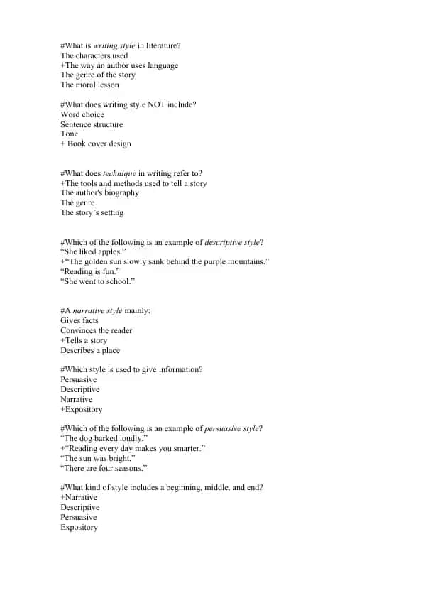 Writing Styles in Literature