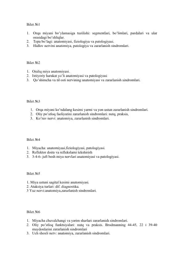 Nerv tizimining anatomiyasi va patologiyasi
