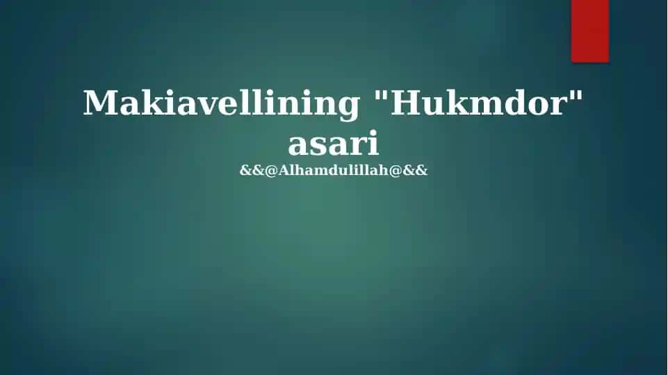 Makiavellining "Hukmdor" asari