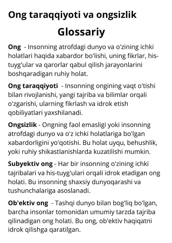 Ong taraqqiyoti va ongsizlik