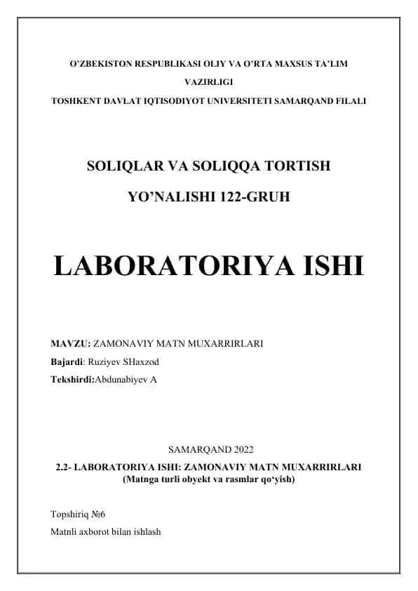 ZAMONAVIY MATN MUXARRIRLARI