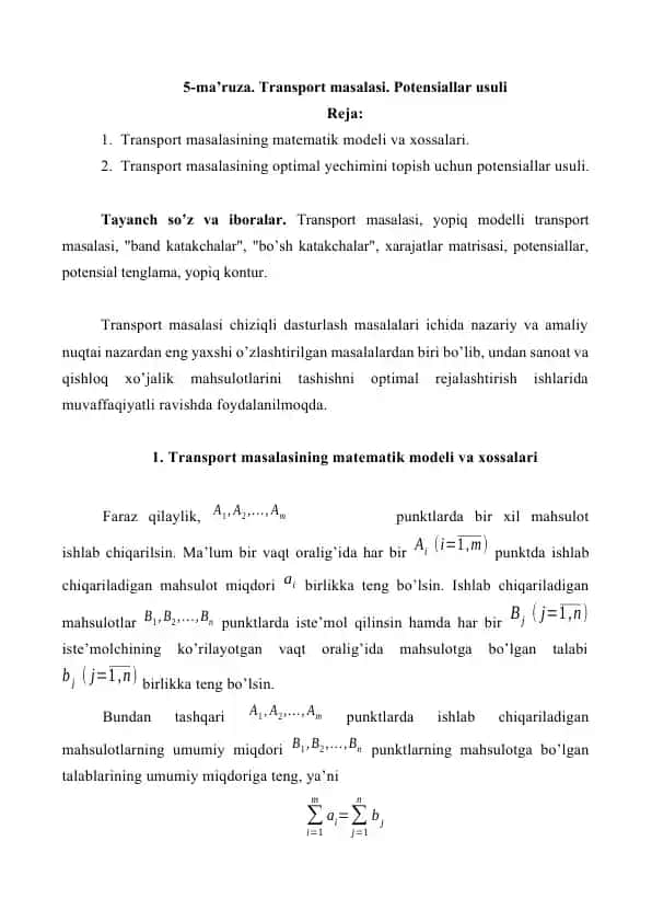 Transport masalasi
