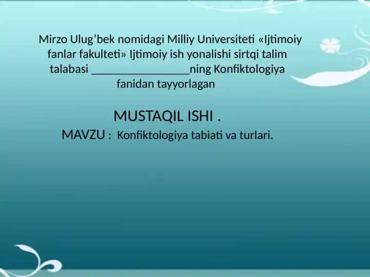 Konfiktologiya tabiati va turlari