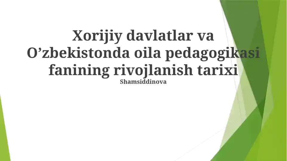O'zbek Oila Pedagogikasi