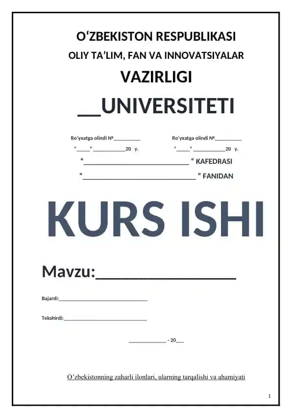 O’zbekistonning zaharli ilonlari, ularning tarqalishi va ahamiyati