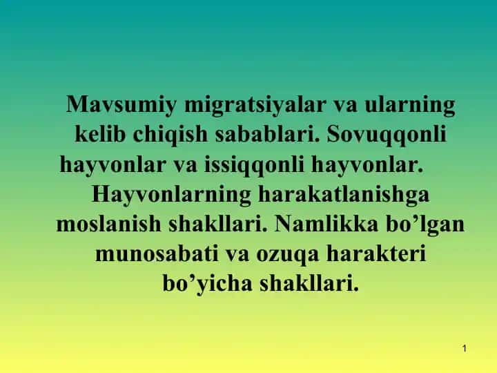 Mavsumiy migratsiyalar va ularning kelib chiqish sabablari