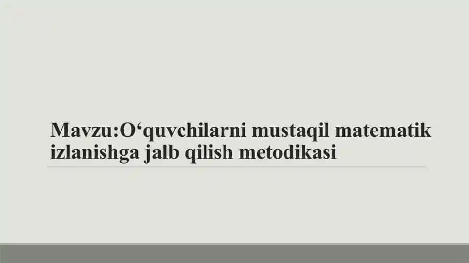 Matematika oʻqitish metodikasi