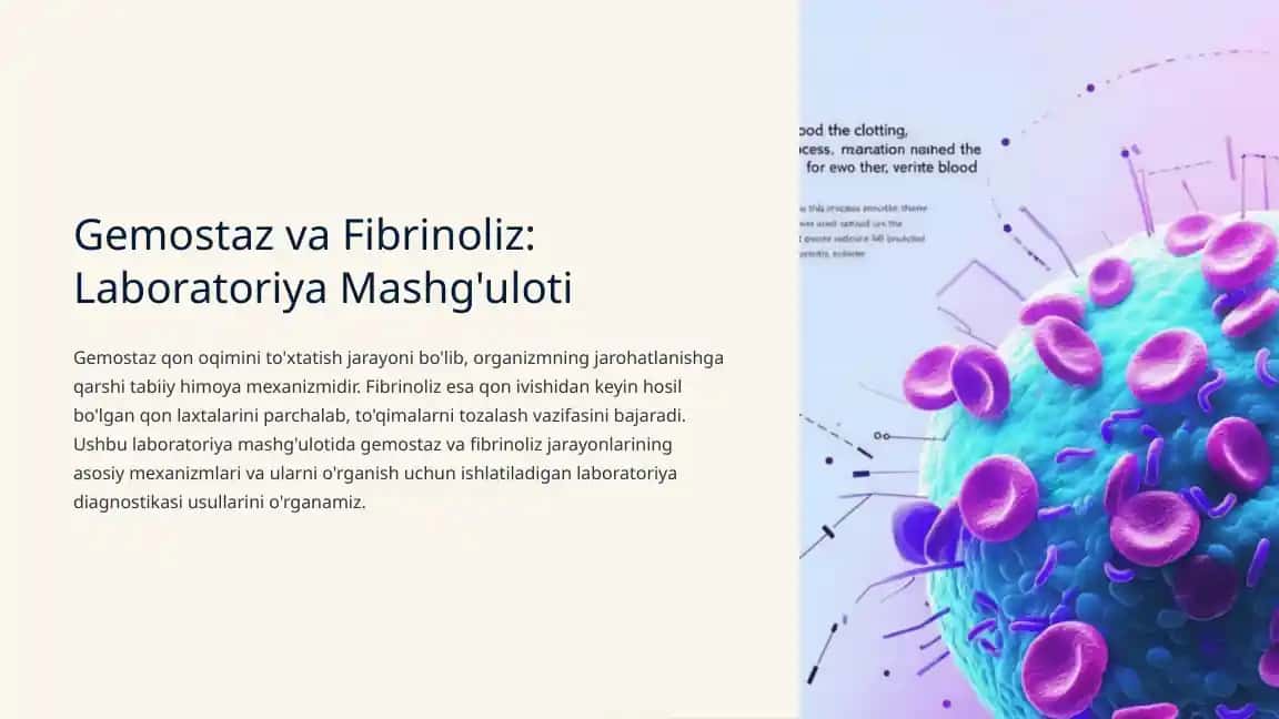 Gemostaz va Fibrinoliz: Laboratoriya Mashg'uloti 2
