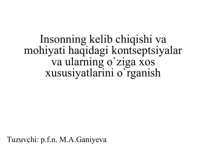 Insonning Kelib Chiqishi va Mohiyati