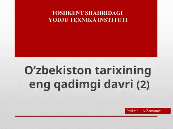 O‘zbekiston tarixining eng qadimgi davri