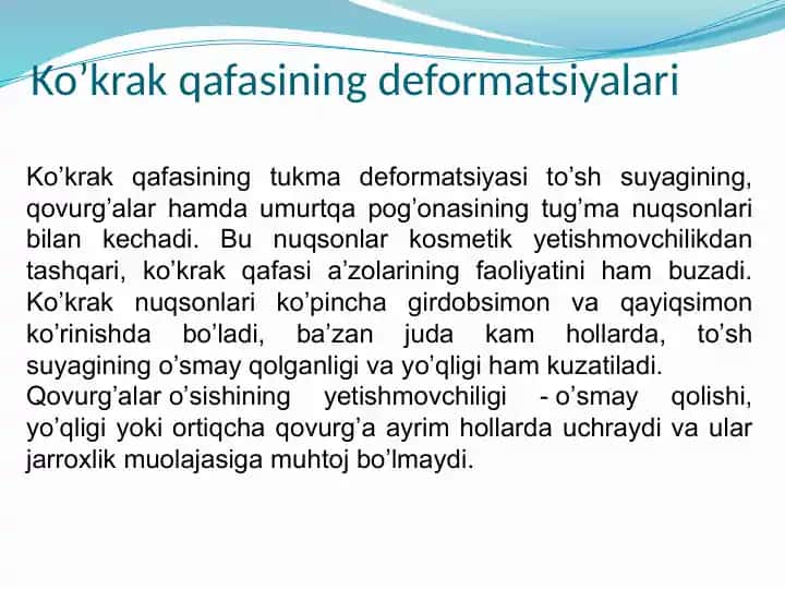 Ko’krak qafasi deformatsiyalari