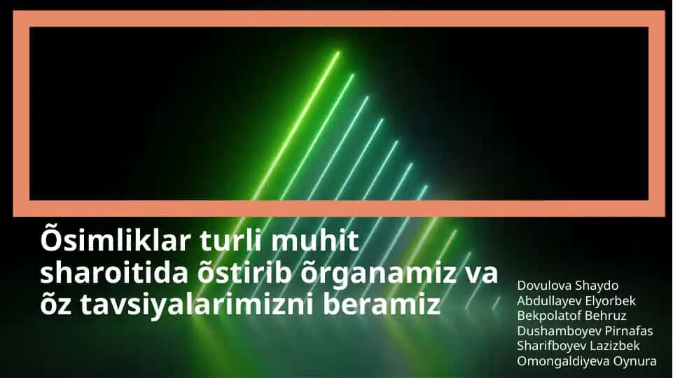O‘simliklar turli muhitda o‘stirish: Tajriba va tavsiyalar