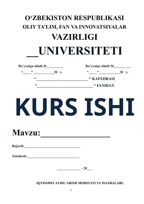 Iqtisodiy jamg‘arish mohiyati va manbalari (Kurs ishi)