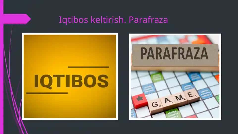 Iqtibos keltirish. Parafraza