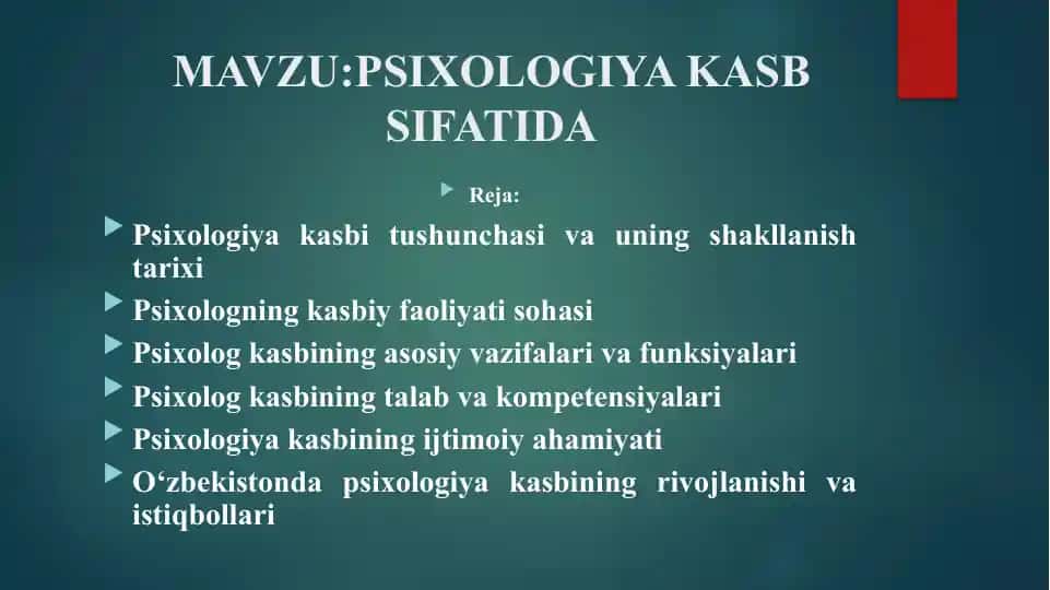 Psixologiya Kasb Sifatida