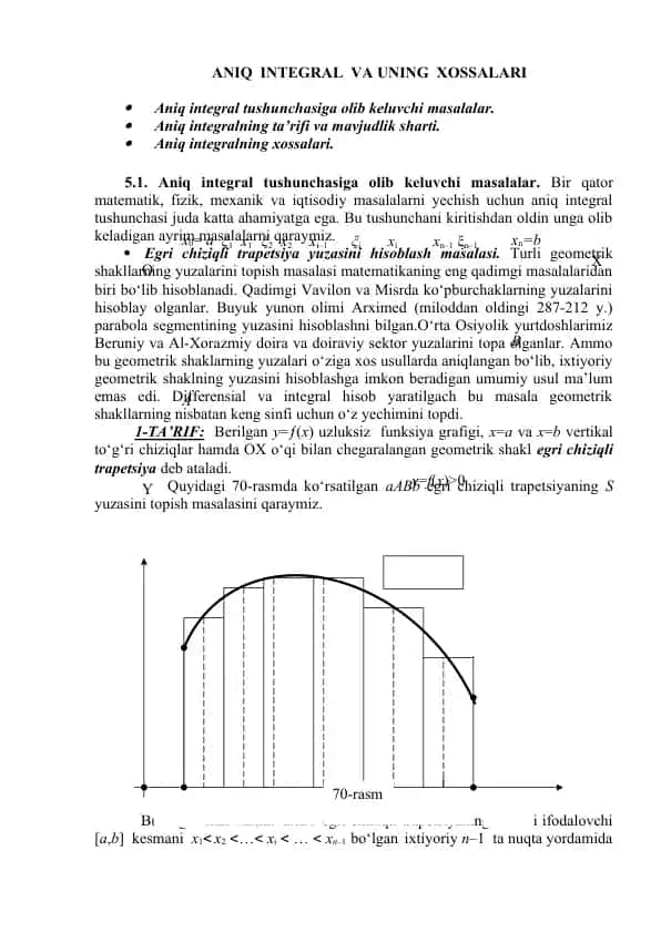 Aniq integral va uning xossalari