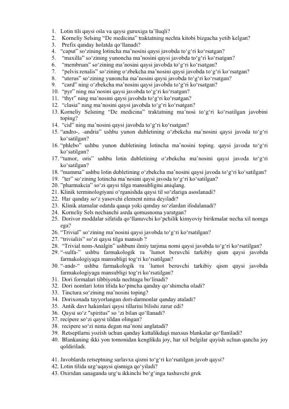 Korneliy Selsing "De medicina" traktati