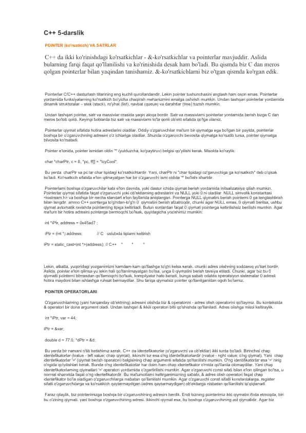 C++ 5-darslik