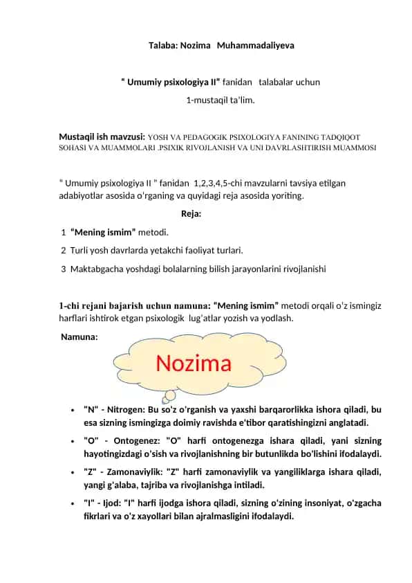 Umumiy psixologiya II