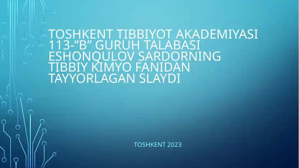 Slayd tayyorlagan "Kolloid sistemalarning molekulyar-kinetik va spetsifik xossalari"