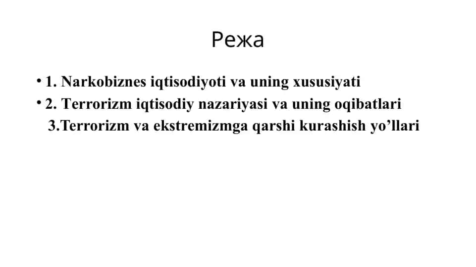 Narkobiznes iqtisodiyoti va uning xususiyati