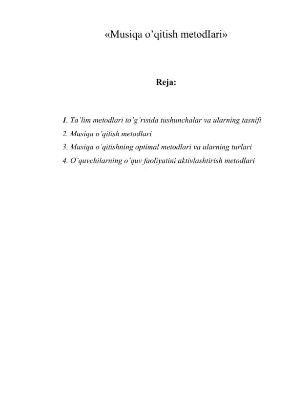 Musiqa o’qitish metodIari
