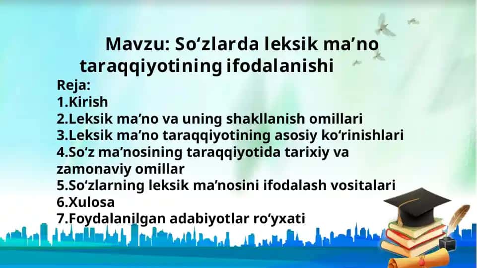 So‘zlarda leksik ma’no taraqqiyotining ifodalanishi