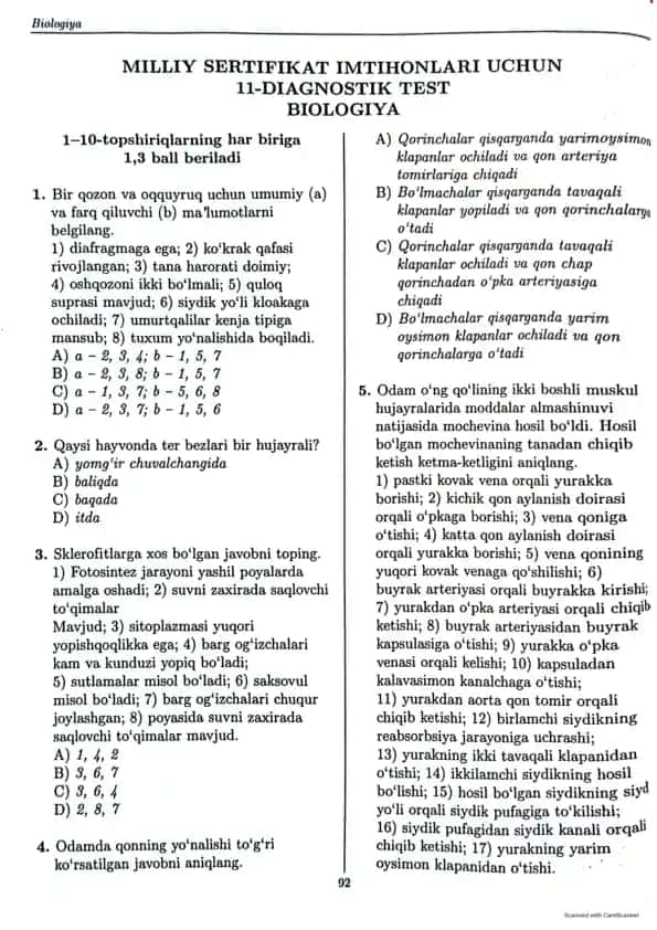 Biologiya Testi