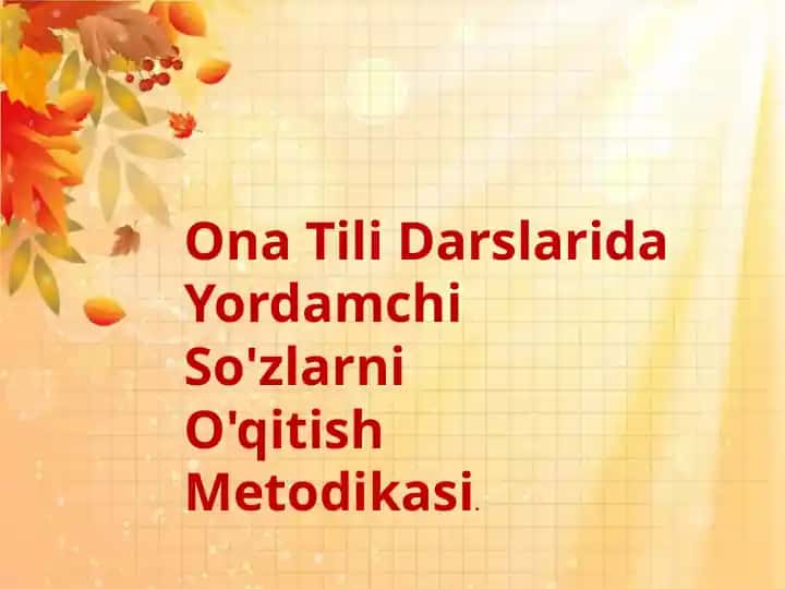 Ona Tili Darslarida Yordamchi So'zlarni O'qitish Metodikasi