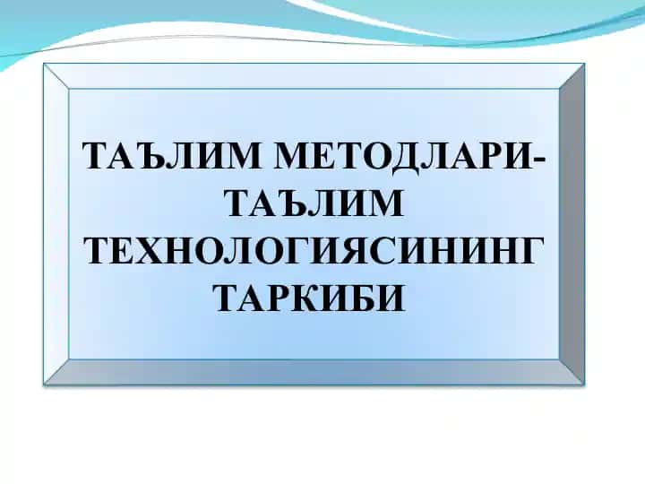 Ta'lim metodlari