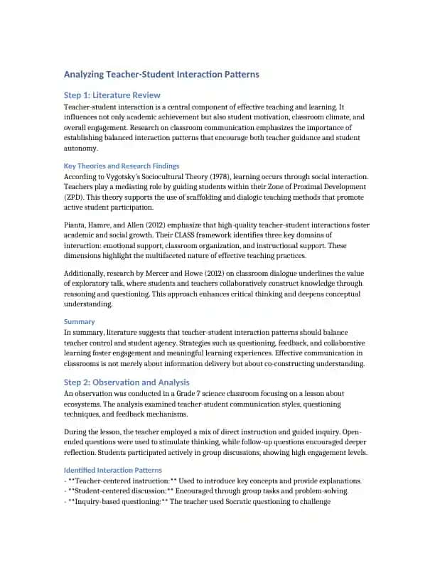 Teacher-Student Interaction Patterns