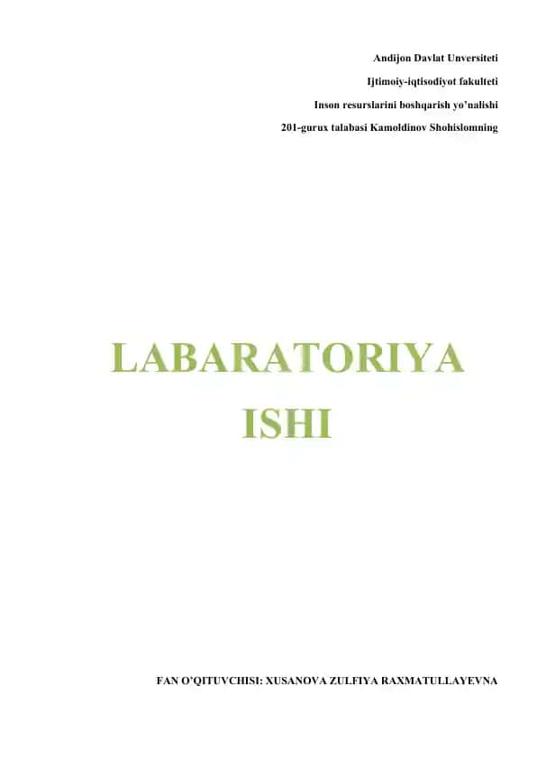 Labaratoriya ishi №4: Ko‘p omilli korrelyatsiya va regressiya koeffitsenti