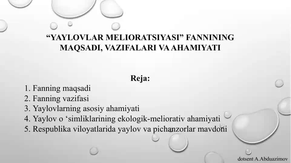 Yaylovlar Melioratsiyasi