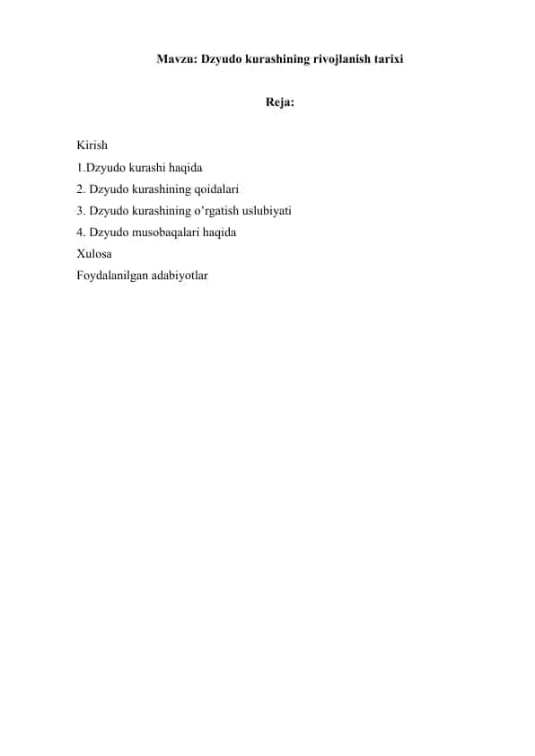 Dzyudo kurashining rivojlanish tarixi
