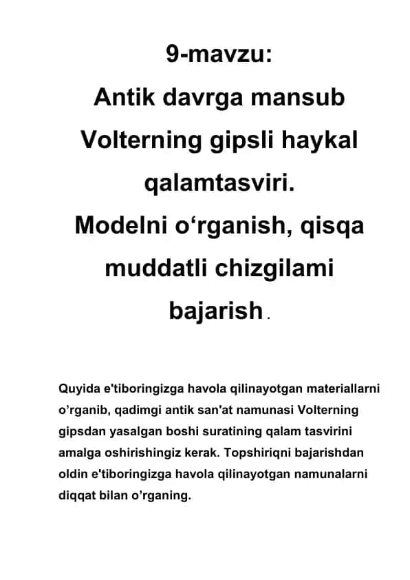 Volterning gipsli haykal qalamtasviri