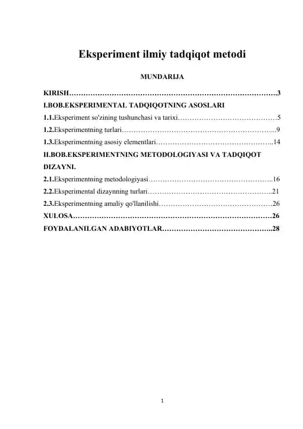 Eksperiment ilmiy tadqiqot metodi
