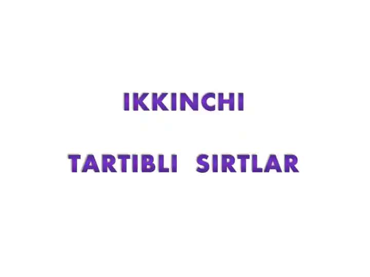 Ikkinchi Tartibli Sirtlar
