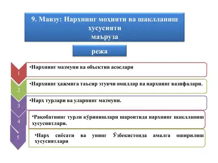 Нархнинг моҳияти ва шаклланиш хусусияти