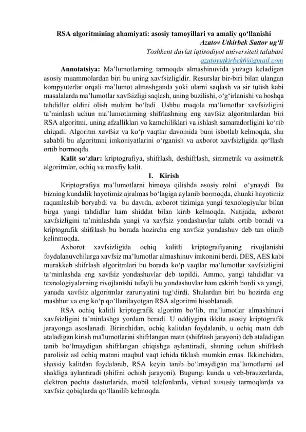 RSA algoritmasi
