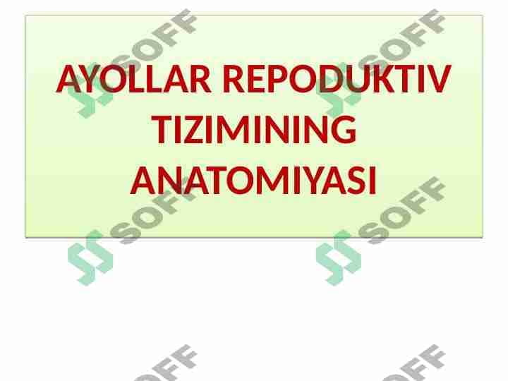 AYOLLAR REPODUKTIV TIZIMINING ANATOMIYASI